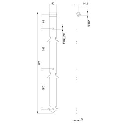 Ozdobný záves 700x50x5mm, pre čap 18mm, povrch čierny lak Ozdobný záves 700x50x5mm, pre čap 18mm, povrch čierny lak